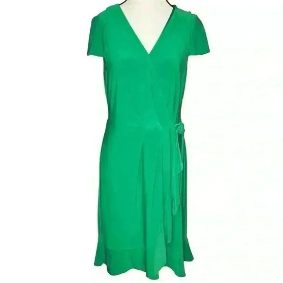 Jessica Howard Faux Wrap Dress Green Women’s Size 12 Flounce Ruffle NWT - Picture 2 of 12